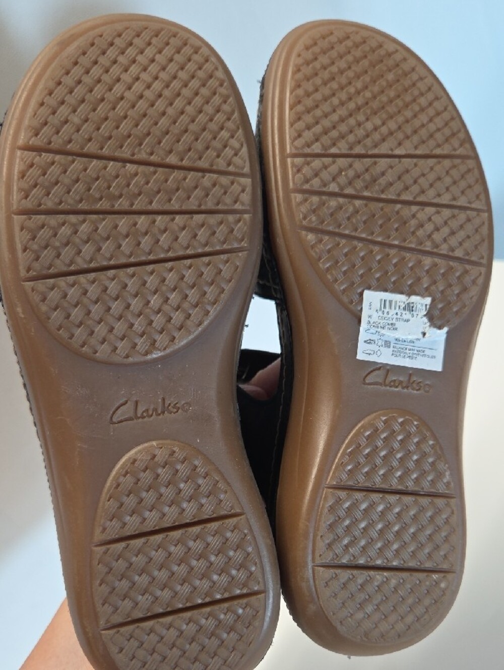 Clarks Black Braided-Strap Leather Women's Comfort Sandals Size 6 - Picture 4 of 6